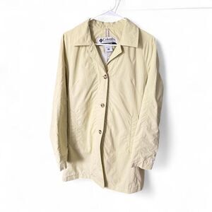 Columbia Celadon Light Green Trench Coat Women’s Medium Lightweight Button Front